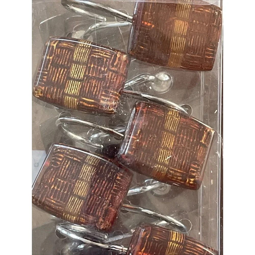 Joseph Abboud Shower Curtain12 Decorative Hooks Brown Amber Environments
